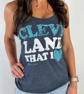 Womens Cleveland That I Love Zebra Print Racerback Tank